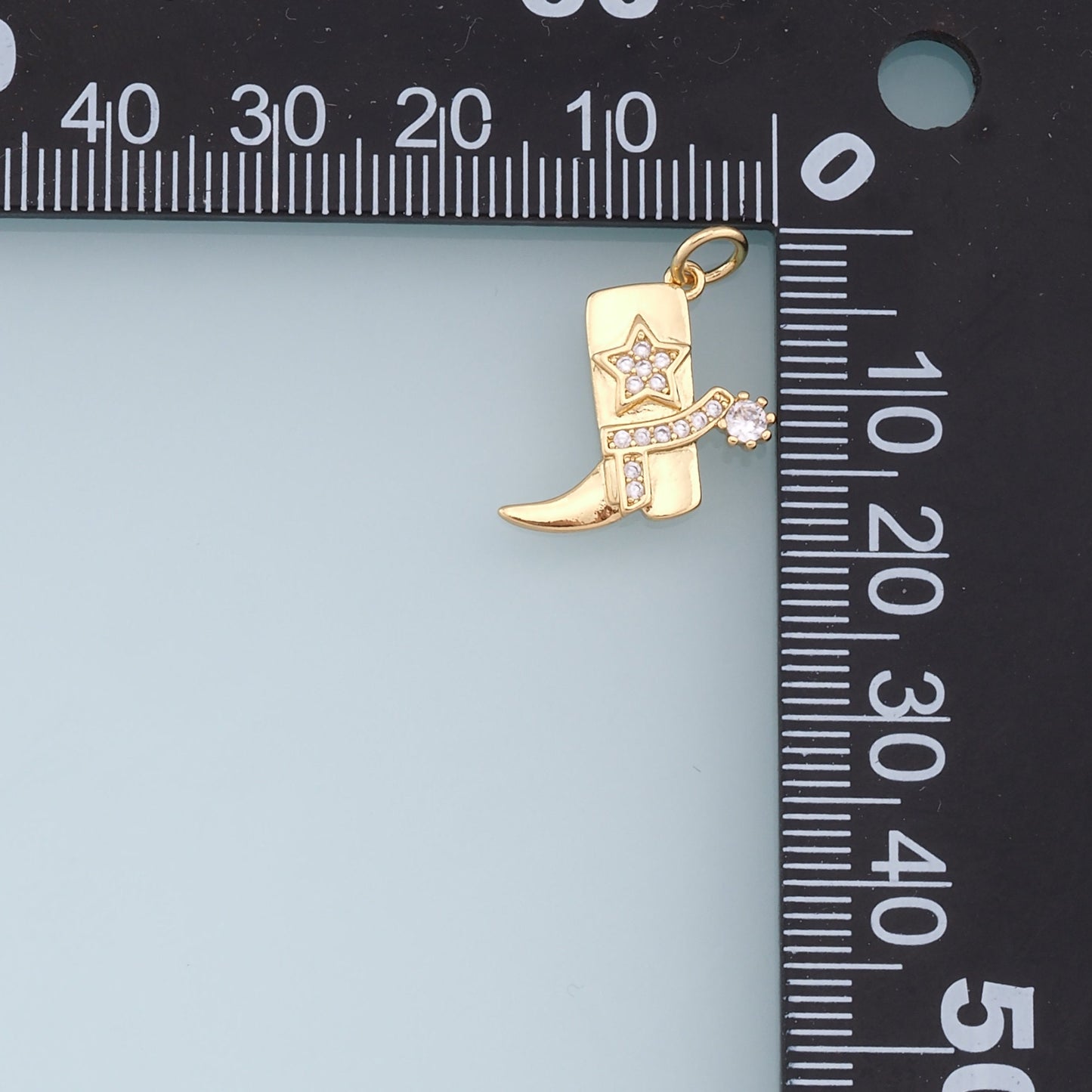 Gold Cowboy Boots Charms,18K Gold Filled Boots Pendant,CZ Micro Pave Boots Charm Bracelet Necklace for DIY Jewelry Making Supply