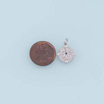Gold Compass Star Charms,18K Gold Filled Starburst Pendant,CZ Micro Pave North Star Charm Bracelet Necklace for DIY Jewelry M