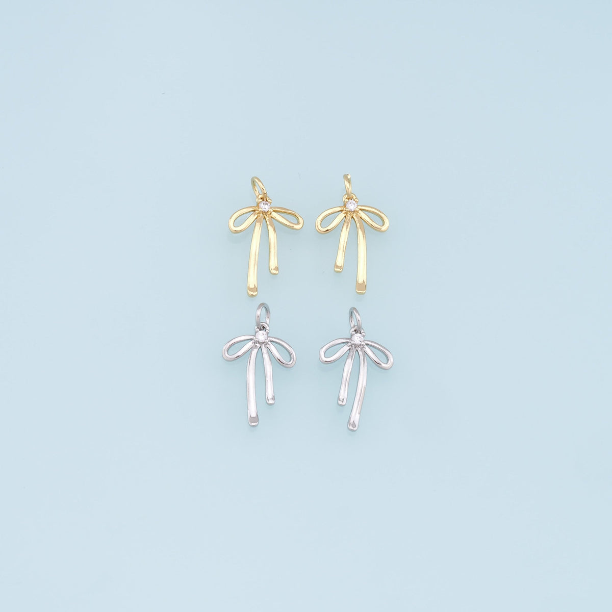 Gold Bow Charms,18K Gold Filled Bow Pendant,Bow Tie Charm Bracelet Necklace for DIY Jewelry Making Supply