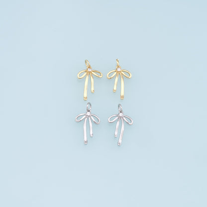 Gold Bow Charms,18K Gold Filled Bow Pendant,Bow Tie Charm Bracelet Necklace for DIY Jewelry Making Supply