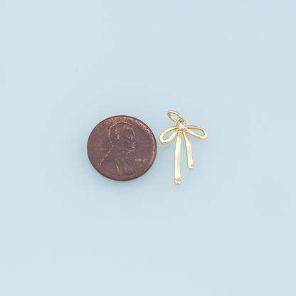 18K Gold Filled Bow Charm Pendant for Jewelry Making