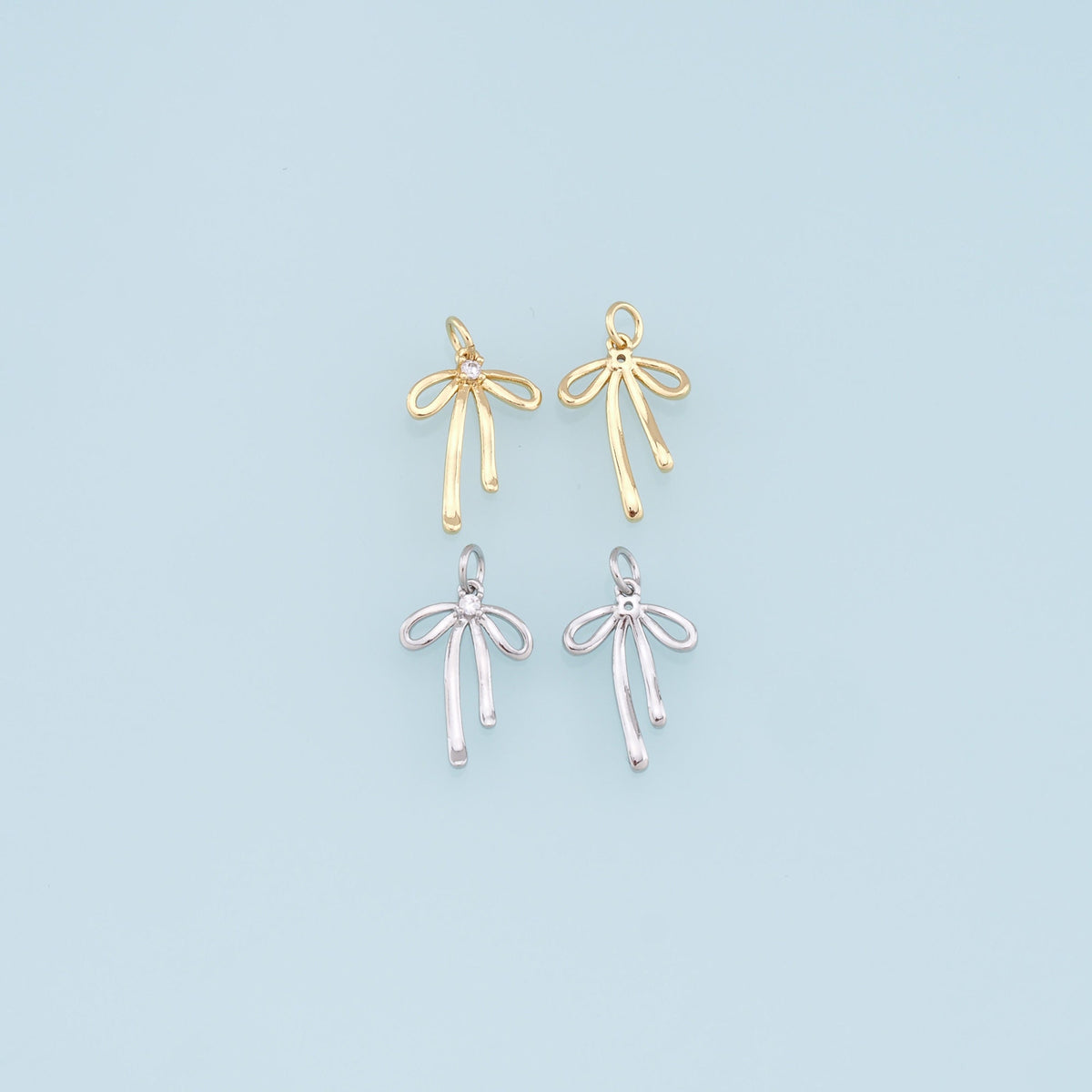 Gold Bow Charms,18K Gold Filled Bow Pendant,Bow Tie Charm Bracelet Necklace for DIY Jewelry Making Supply