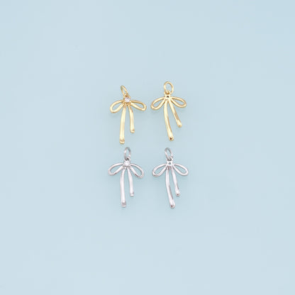 Gold Bow Charms,18K Gold Filled Bow Pendant,Bow Tie Charm Bracelet Necklace for DIY Jewelry Making Supply