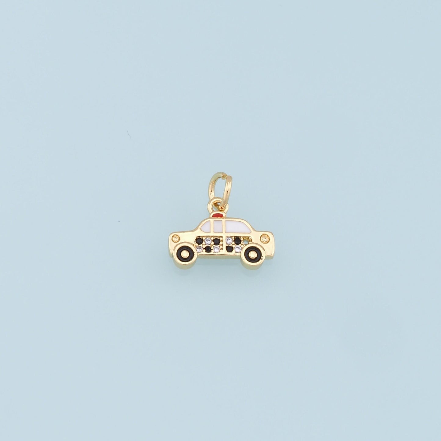 Gold Car Charms,18K Gold Filled Car Pendant,CZ Micro Pave Car Charm Bracelet Necklace for DIY Jewelry Making Supply