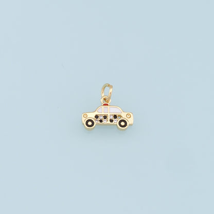 Gold Car Charms,18K Gold Filled Car Pendant,CZ Micro Pave Car Charm Bracelet Necklace for DIY Jewelry Making Supply