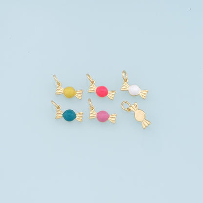 Gold Candy Charms,18K Gold Filled Enamel Sweet Pendant,Color Candy Charms Bracelet Necklace for DIY Jewelry Making Supply