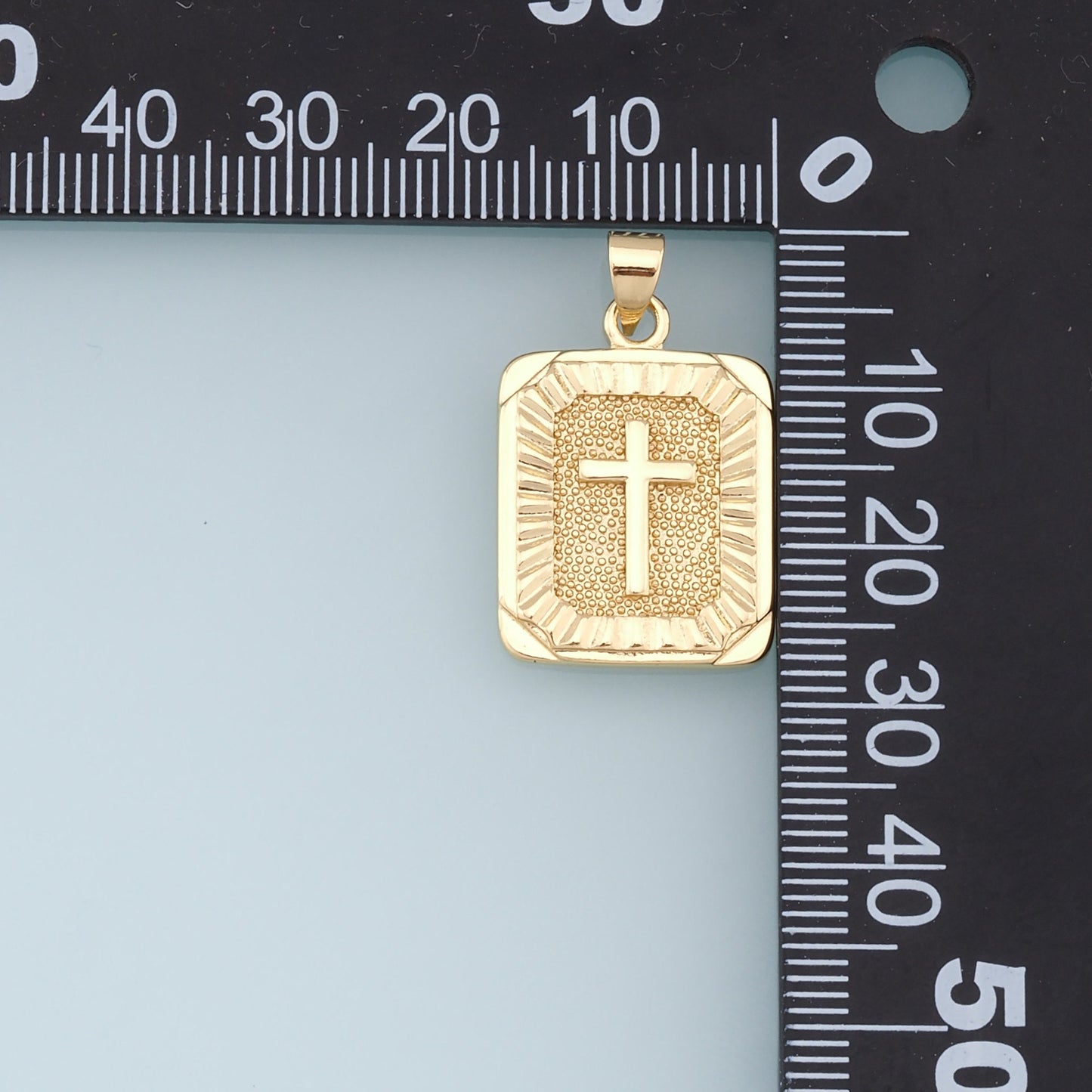 Gold Cross Charms,18K Gold Filled Rectangle Cross Pendant,Religious Charm Bracelet Necklace for DIY Jewelry Making Supply
