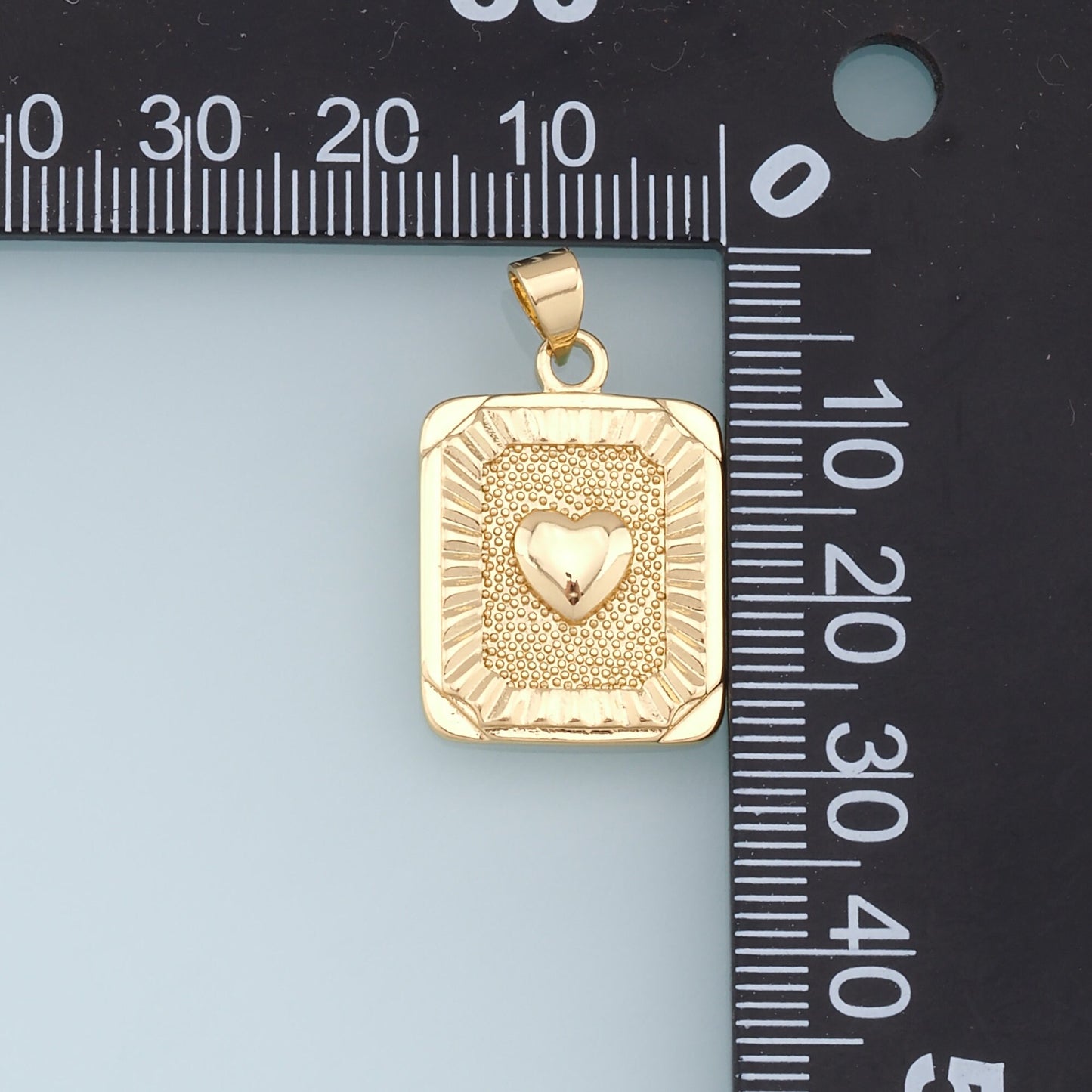Gold Heart Charms,18K Gold Filled Heart Pendant,Rectangle Heart Charm Bracelet Necklace for DIY Jewelry Making Supply