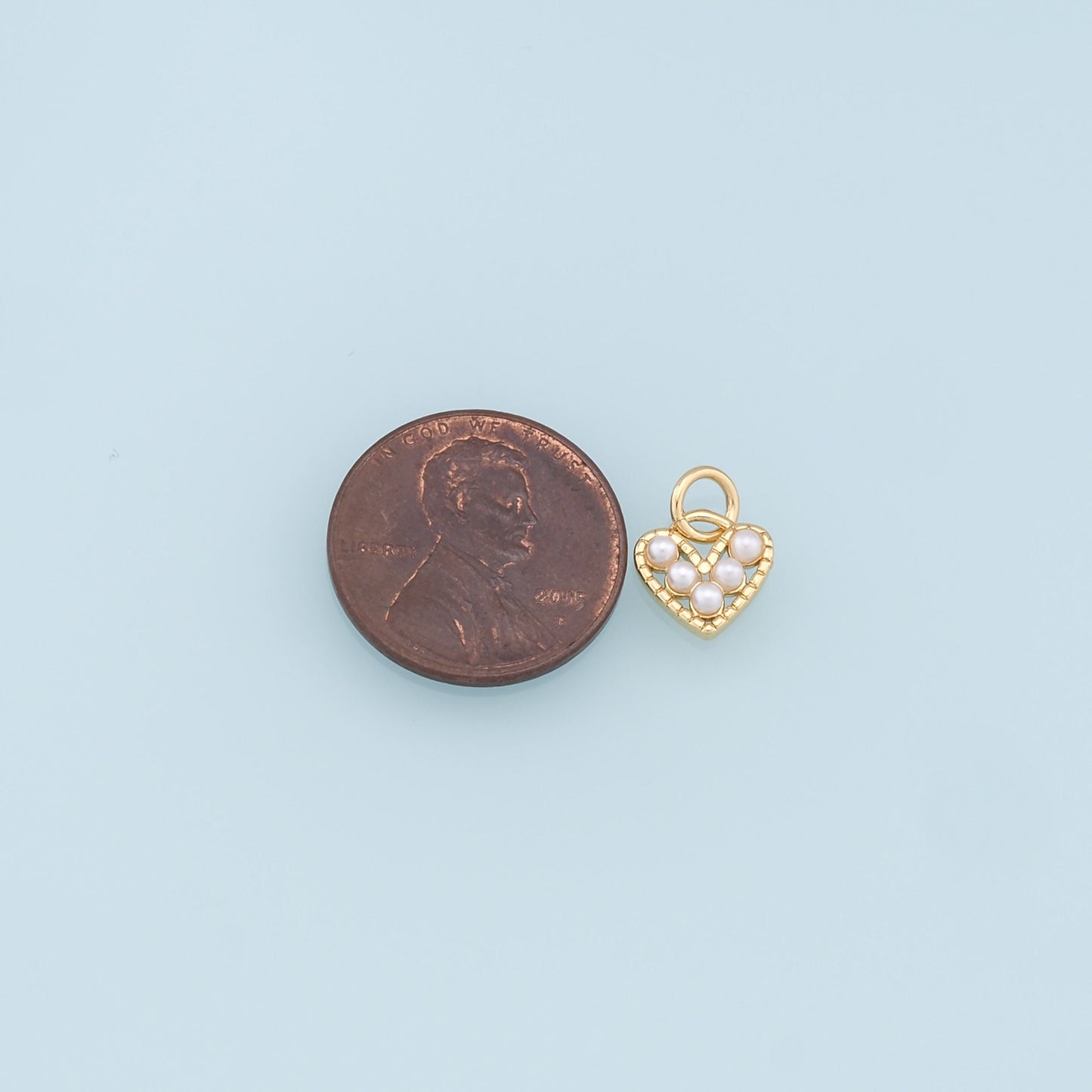 Gold Tiny Heart Charms,18K Gold Filled Pearl Heart Pendant,Heart Charm Bracelet Necklace for DIY Jewelry Making Supply