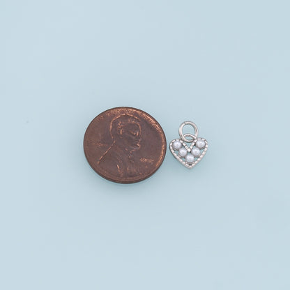 Gold Tiny Heart Charms,18K Gold Filled Pearl Heart Pendant,Heart Charm Bracelet Necklace for DIY Jewelry Making Supply
