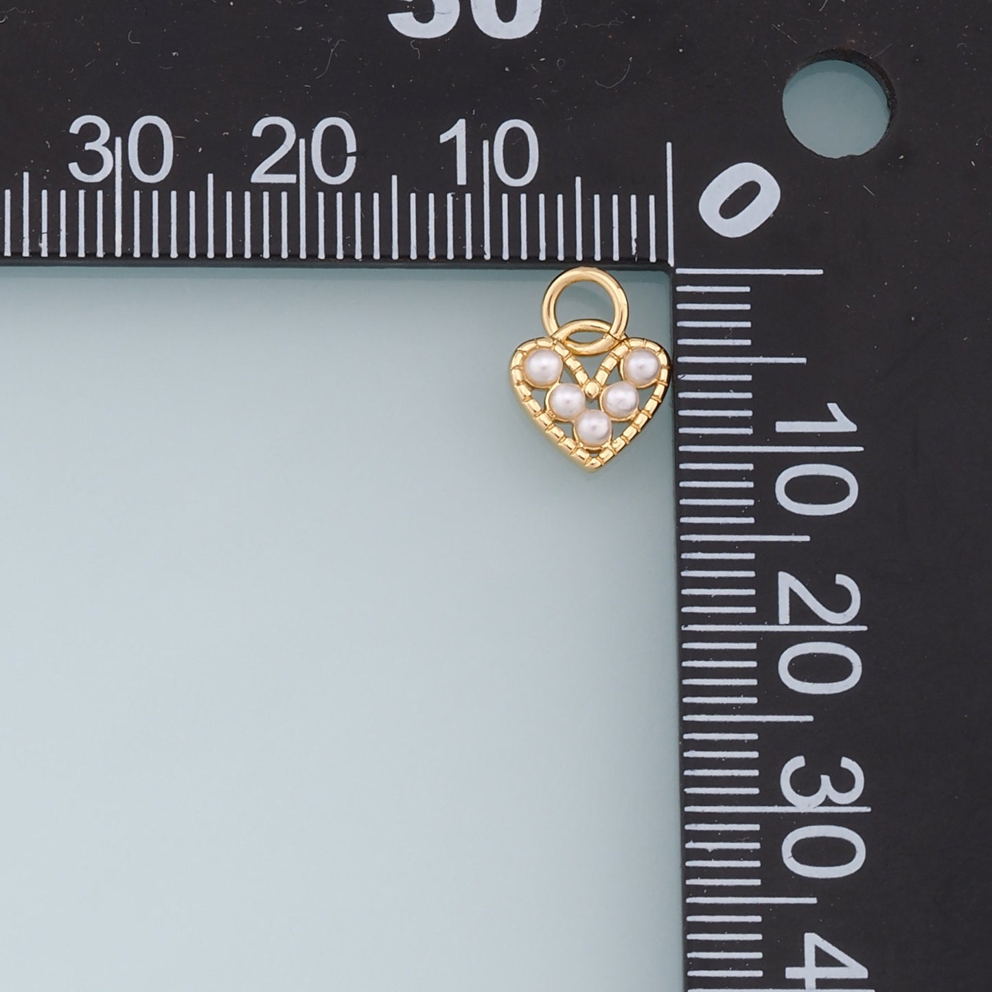 Gold Tiny Heart Charms,18K Gold Filled Pearl Heart Pendant,Heart Charm Bracelet Necklace for DIY Jewelry Making Supply