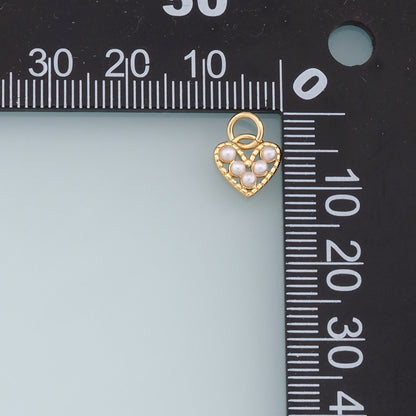Gold Tiny Heart Charms,18K Gold Filled Pearl Heart Pendant,Heart Charm Bracelet Necklace for DIY Jewelry Making Supply