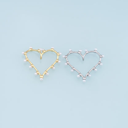 Gold Heart Pearl Charms,18K Gold Filled Heart Pendant,Heart Charm Bracelet Necklace for DIY Jewelry Making Supply