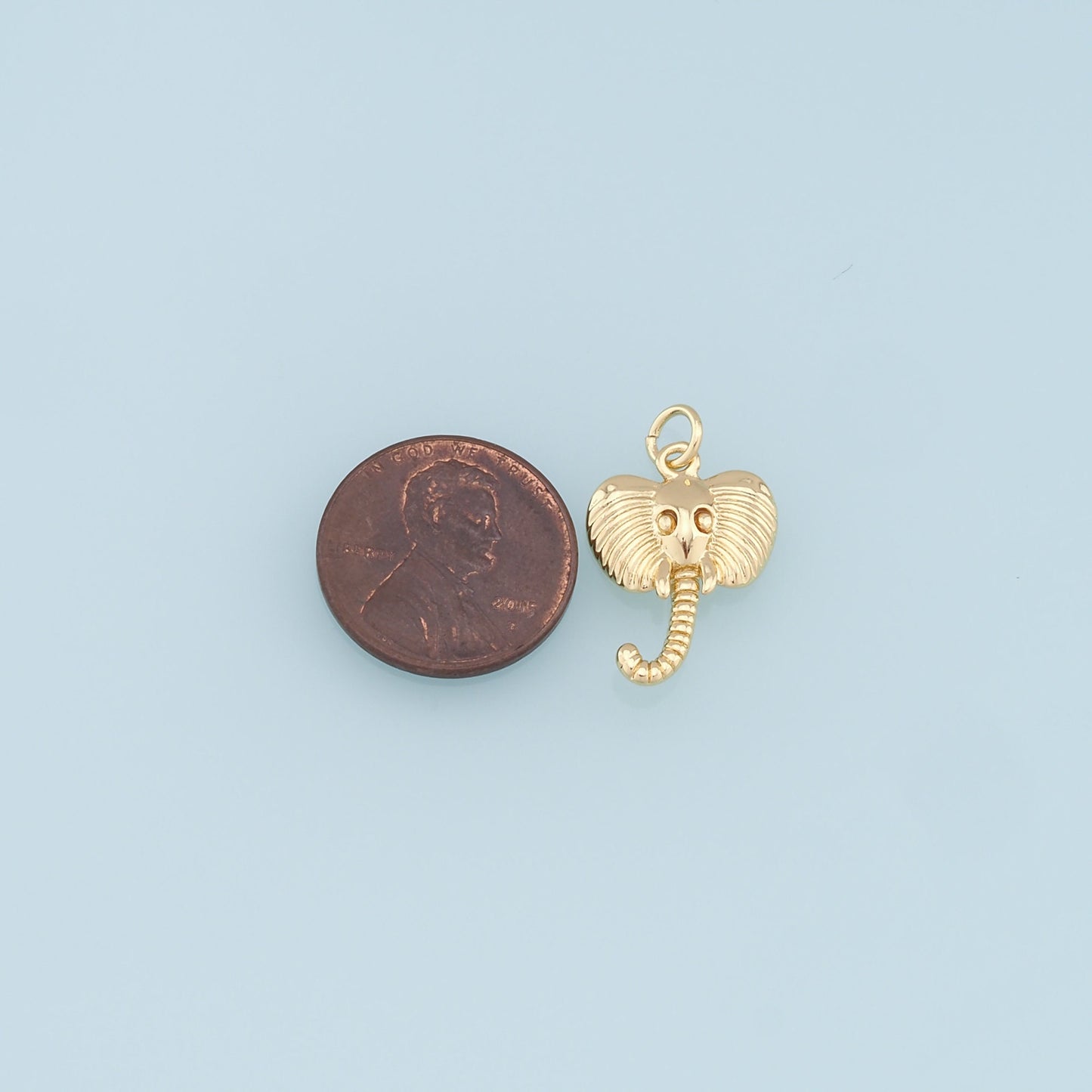 Gold Elephant Head Charms,18K Gold Filled Elephant Pendant,Animal Charm Bracelet Necklace for DIY Jewelry Making Supply