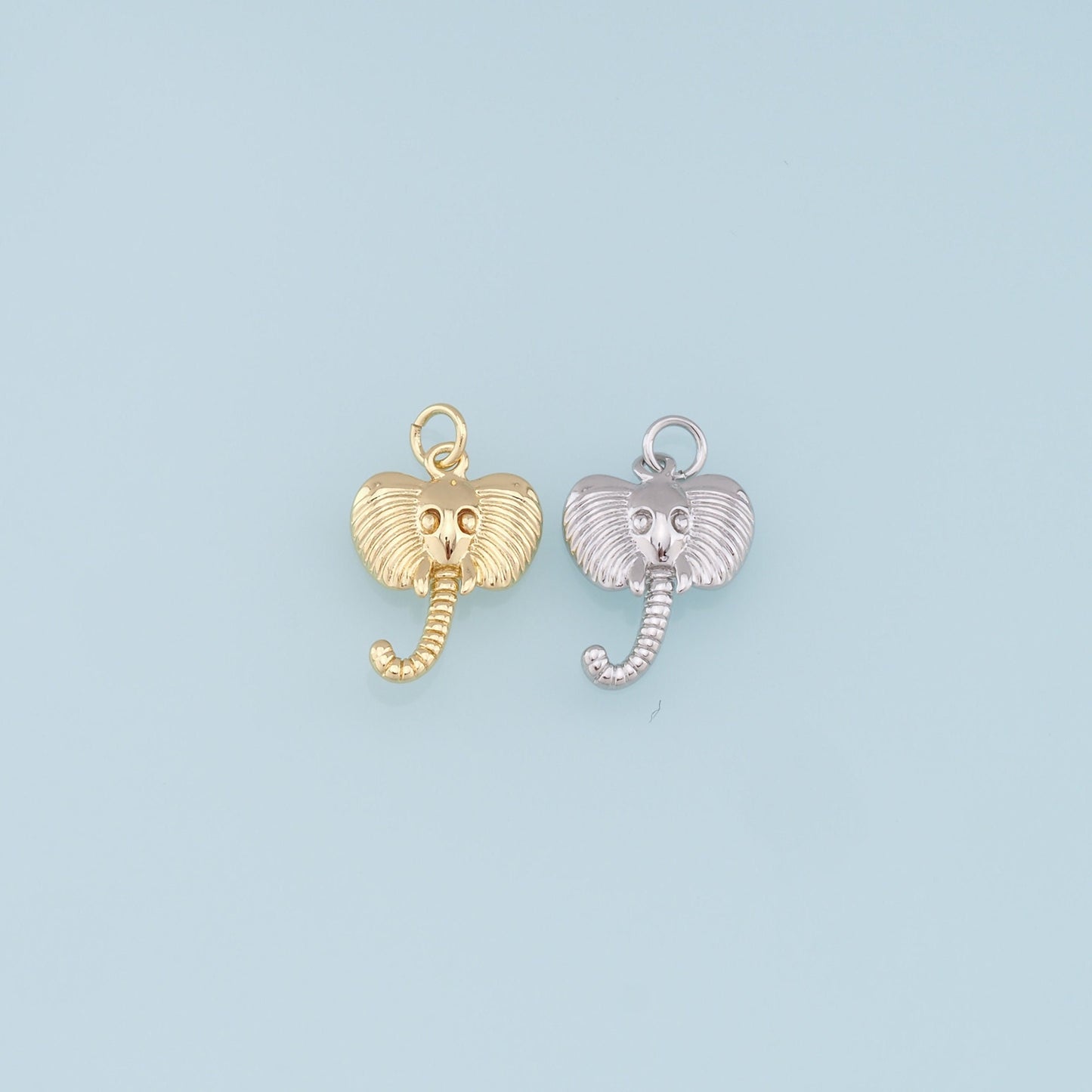 Gold Elephant Head Charms,18K Gold Filled Elephant Pendant,Animal Charm Bracelet Necklace for DIY Jewelry Making Supply