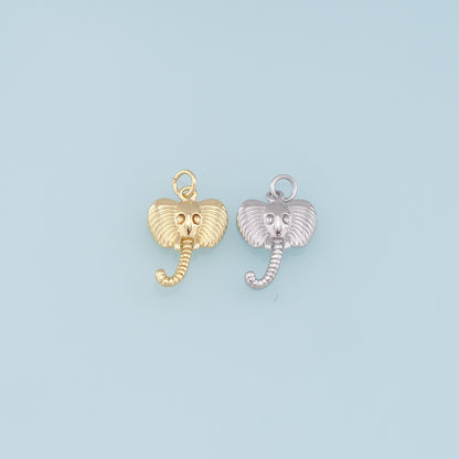 Gold Elephant Head Charms,18K Gold Filled Elephant Pendant,Animal Charm Bracelet Necklace for DIY Jewelry Making Supply