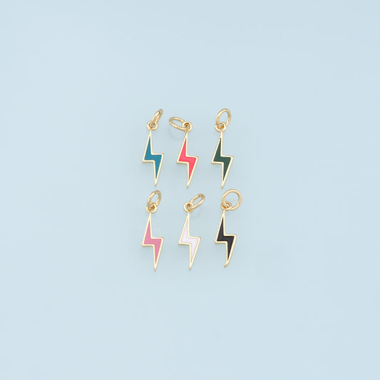 Gold Enamel Lightning Charms,18K Gold Filled tiny Lightning Pendant,Lightning Charms Bracelet Necklace for DIY Jewelry Making Supply