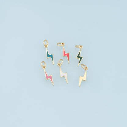 Gold Enamel Lightning Charms,18K Gold Filled tiny Lightning Pendant,Lightning Charms Bracelet Necklace for DIY Jewelry Making Supply