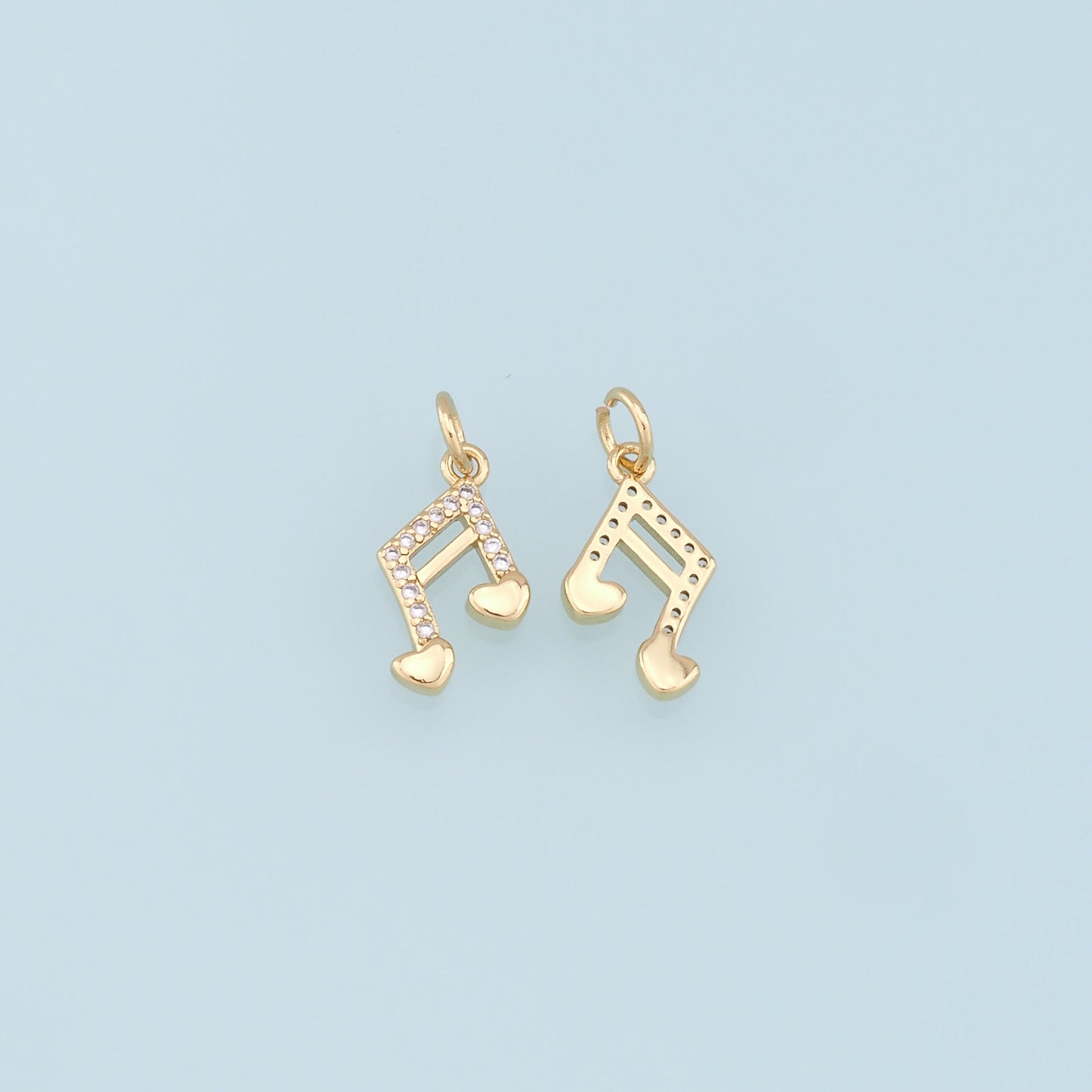 Gold Music Charms,18K Gold Filled Music Pendant,CZ Micro Pave Note Charm Bracelet Necklace for DIY Jewelry Making Supply