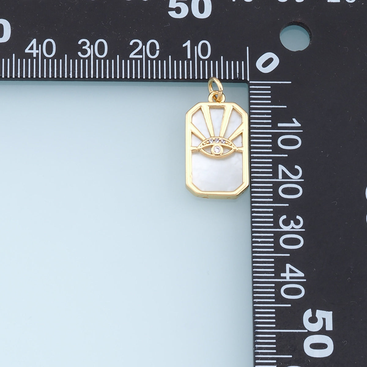 Gold Rectangle Evil Eye Charms,18K Gold Filled Evil Eye Pendant,Evil Eye Charm Bracelet Necklace for DIY Jewelry Making Suppl