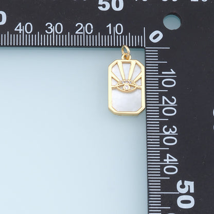 Gold Rectangle Evil Eye Charms,18K Gold Filled Evil Eye Pendant,Evil Eye Charm Bracelet Necklace for DIY Jewelry Making Suppl