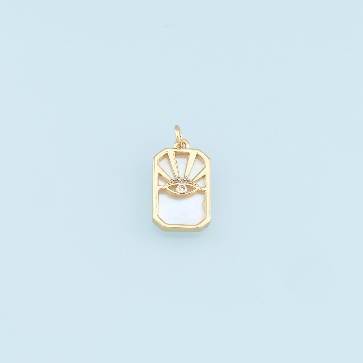 Gold Rectangle Evil Eye Charms,18K Gold Filled Evil Eye Pendant,Evil Eye Charm Bracelet Necklace for DIY Jewelry Making Suppl