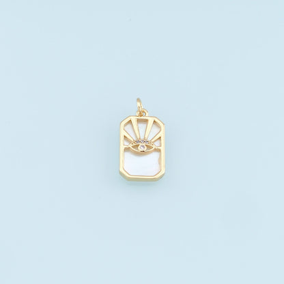 Gold Rectangle Evil Eye Charms,18K Gold Filled Evil Eye Pendant,Evil Eye Charm Bracelet Necklace for DIY Jewelry Making Suppl