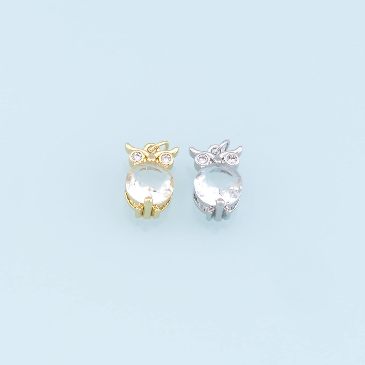 Gold Owl Charms,18K Gold Filled Crystal Owl Pendant,Owl Charm Bracelet Necklace for DIY Jewelry Making Supply