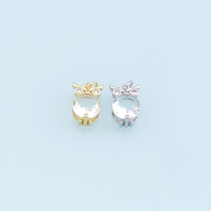 Gold Owl Charms,18K Gold Filled Crystal Owl Pendant,Owl Charm Bracelet Necklace for DIY Jewelry Making Supply