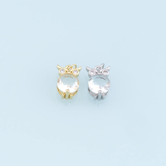 Gold Owl Charms,18K Gold Filled Crystal Owl Pendant,Owl Charm Bracelet Necklace for DIY Jewelry Making Supply