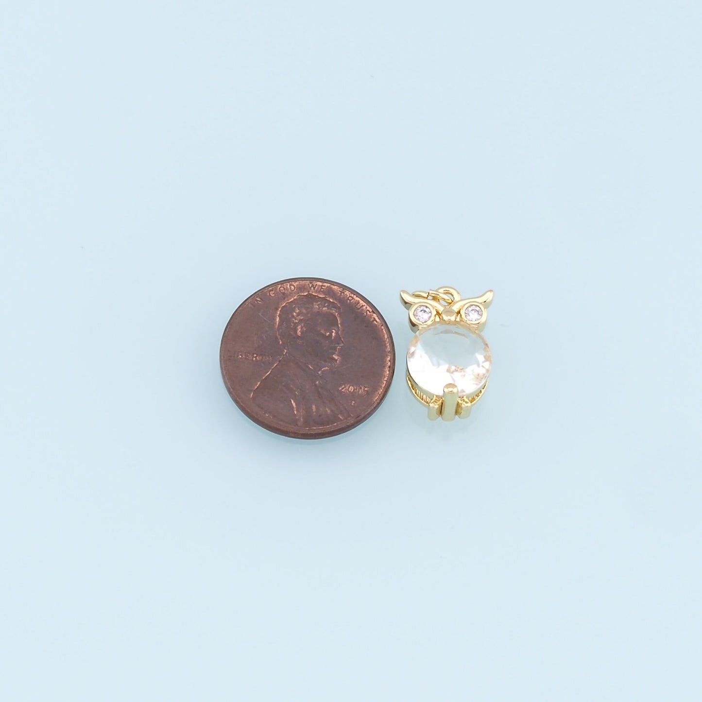 Gold Owl Charms,18K Gold Filled Crystal Owl Pendant,Owl Charm Bracelet Necklace for DIY Jewelry Making Supply