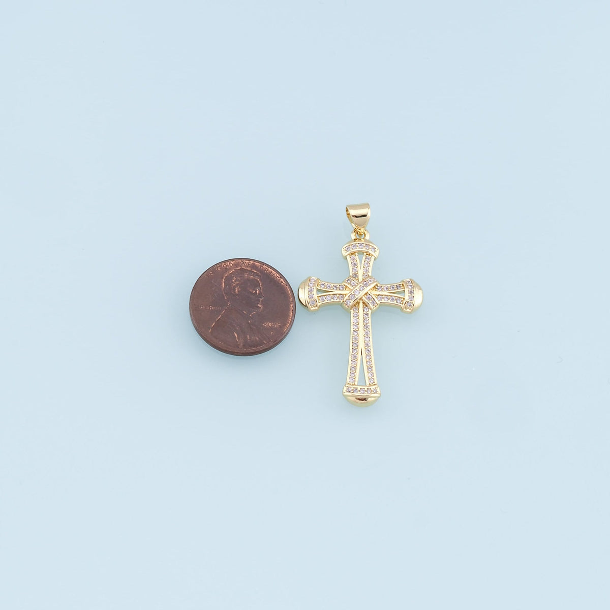 Gold Cross Charms,18K Gold Filled Cross Pendant,CZ Micro Pave Cross Charm Bracelet Necklace for DIY Jewelry Making Supply