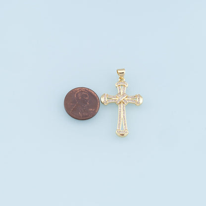Gold Cross Charms,18K Gold Filled Cross Pendant,CZ Micro Pave Cross Charm Bracelet Necklace for DIY Jewelry Making Supply
