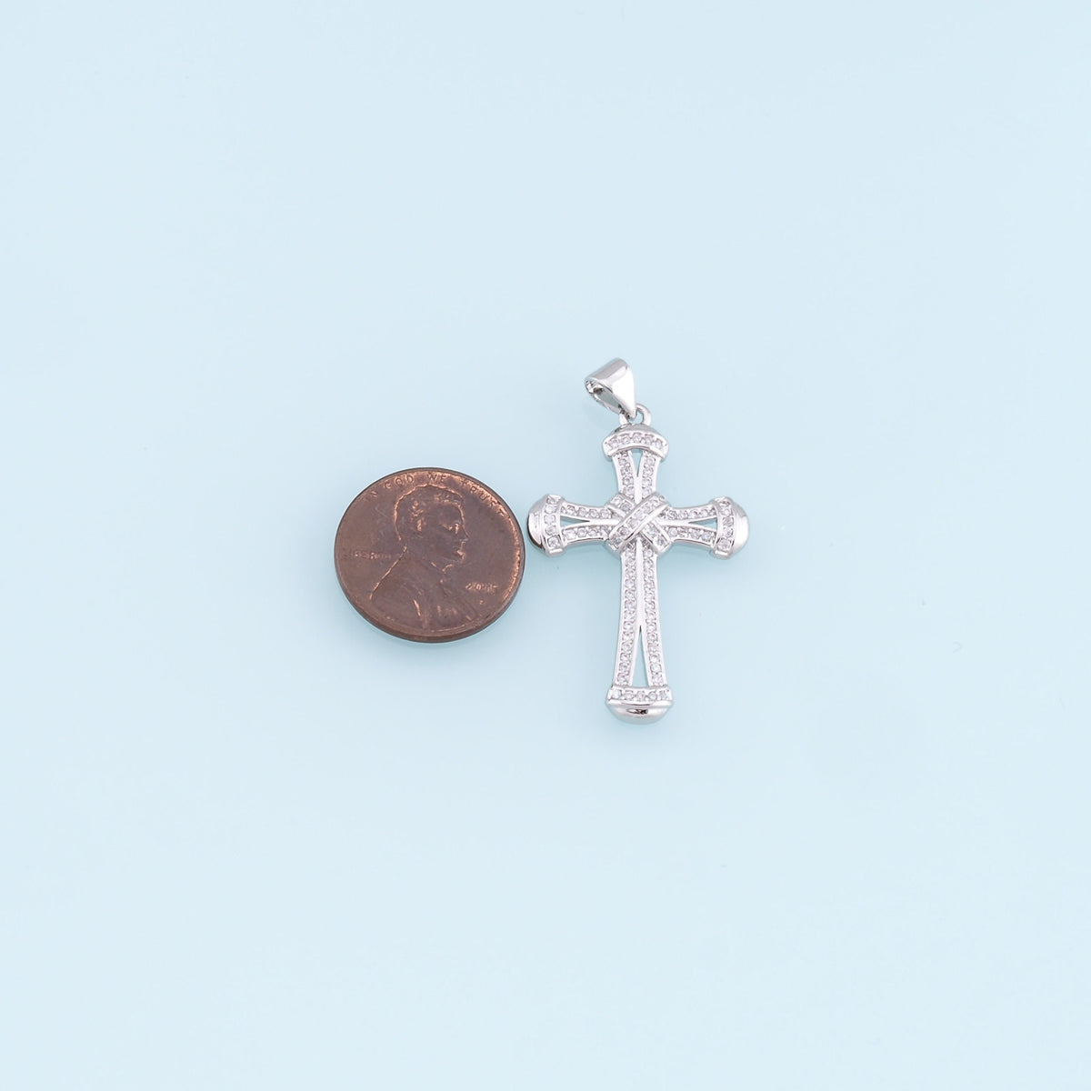Gold Cross Charms,18K Gold Filled Cross Pendant,CZ Micro Pave Cross Charm Bracelet Necklace for DIY Jewelry Making Supply