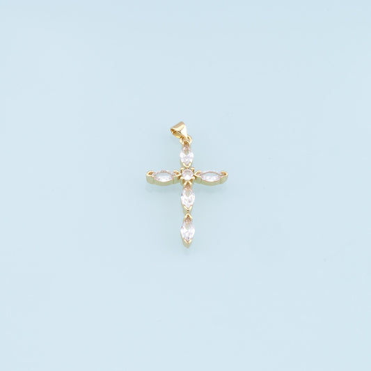 Gold Cross Charms,18K Gold Filled Cross Pendant,Cross Crystal Charm Bracelet Necklace for DIY Jewelry Making Supply