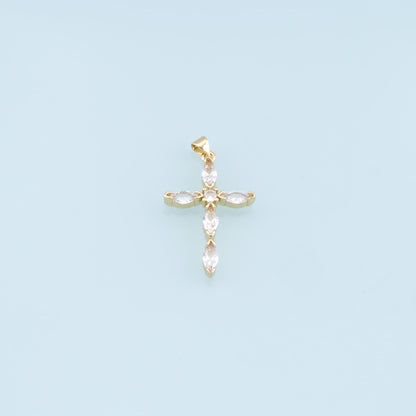 18K Gold Filled Crystal Cross Charm Pendant for Jewelry Making