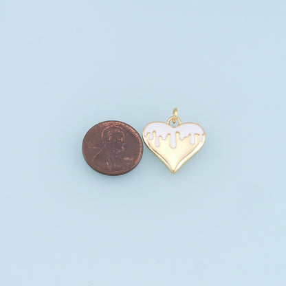 Gold Heart Charms,18K Gold Filled Enamel Heart Pendant,Heart Charm Bracelet Necklace for DIY Jewelry Making Supply