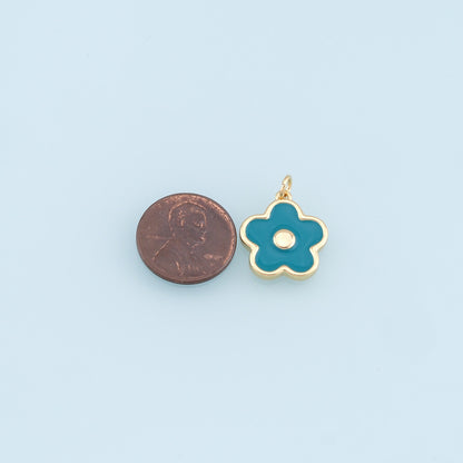 Gold Flower Charms,18K Gold Filled Enamel Flower Pendant,Flower Charm Bracelet Necklace for DIY Jewelry Making Supply