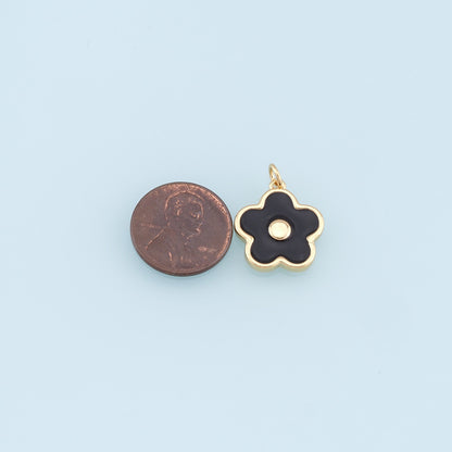 Gold Flower Charms,18K Gold Filled Enamel Flower Pendant,Flower Charm Bracelet Necklace for DIY Jewelry Making Supply