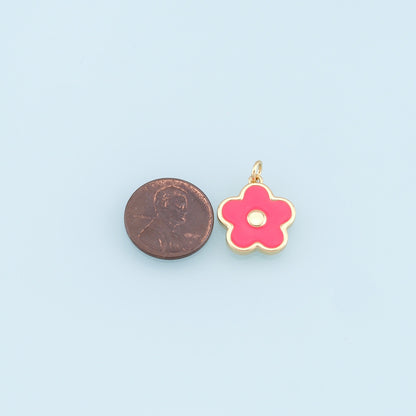 Gold Flower Charms,18K Gold Filled Enamel Flower Pendant,Flower Charm Bracelet Necklace for DIY Jewelry Making Supply