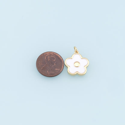 Gold Flower Charms,18K Gold Filled Enamel Flower Pendant,Flower Charm Bracelet Necklace for DIY Jewelry Making Supply