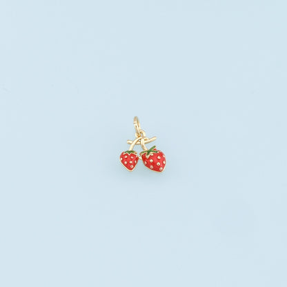 18K Gold Filled Cherry Charm Pendant for Jewelry Making