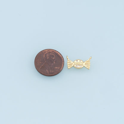 Gold Tiny Candy Charms,18K Gold Filled Candy Pendant,Candy Charm Bracelet Necklace for DIY Jewelry Making Supply