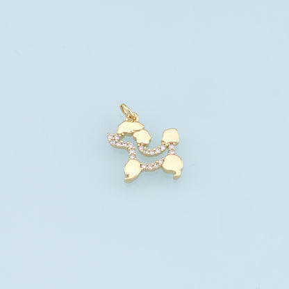 Gold Dog Charms,18K Gold Filled CZ Micro Pave Dog Pendant,Cute Dog Charm Bracelet Necklace for DIY Jewelry Making Supply