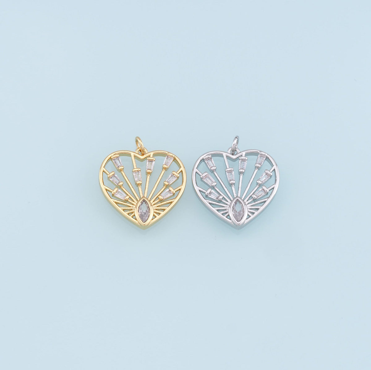 Gold Heart Charms,18K Gold Filled Heart Pendant,Heart Charm Bracelet Necklace for DIY Jewelry Making Supply