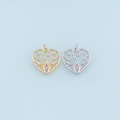 Gold Heart Charms,18K Gold Filled Heart Pendant,Heart Charm Bracelet Necklace for DIY Jewelry Making Supply