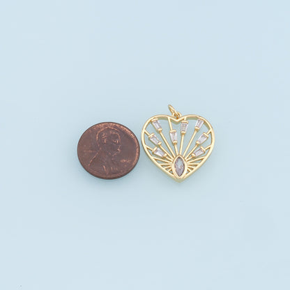 Gold Heart Charms,18K Gold Filled Heart Pendant,Heart Charm Bracelet Necklace for DIY Jewelry Making Supply