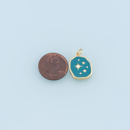 Gold Star Charms,18K Gold Filled Starburst Pendant,Enamel North Star Charm Bracelet Necklace for DIY Jewelry Making Supply