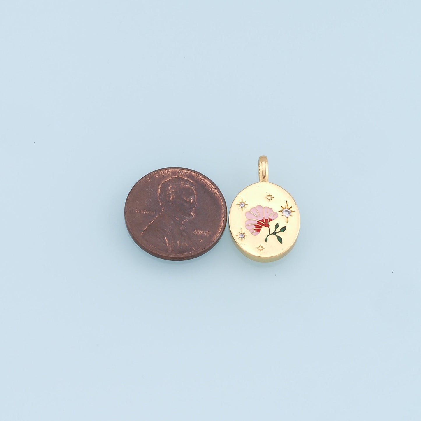 Gold Flower Charms,18K Gold Filled CZ Flower Pendant,Star Charm Bracelet Necklace for DIY Jewelry Making Supply