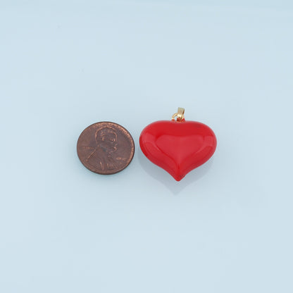 Gold Heart Charms,18K Gold Filled Enamel Heart Pendant,Red Heart Charm Bracelet Necklace for DIY Jewelry Making Supply